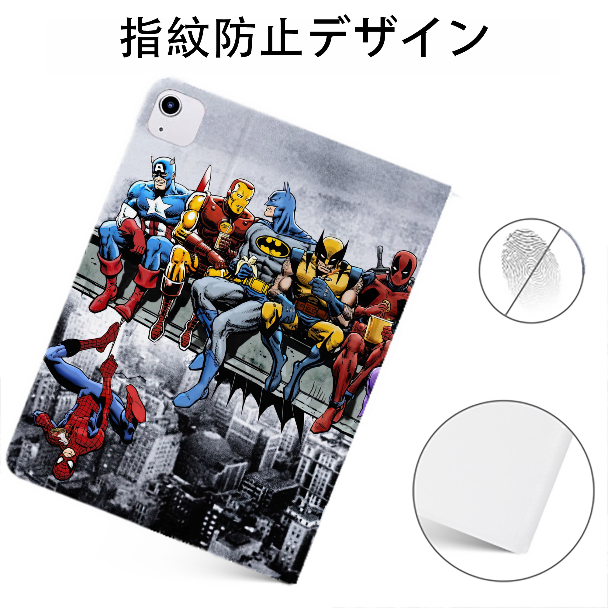 （画像用） Deadpool デッドプール IPadケース ペンホルダー付き ブックスタイルデザイン